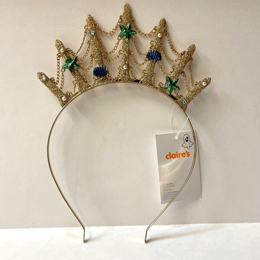 Claire’s Gold Glitter Shell and Pearl Mermaid Headband